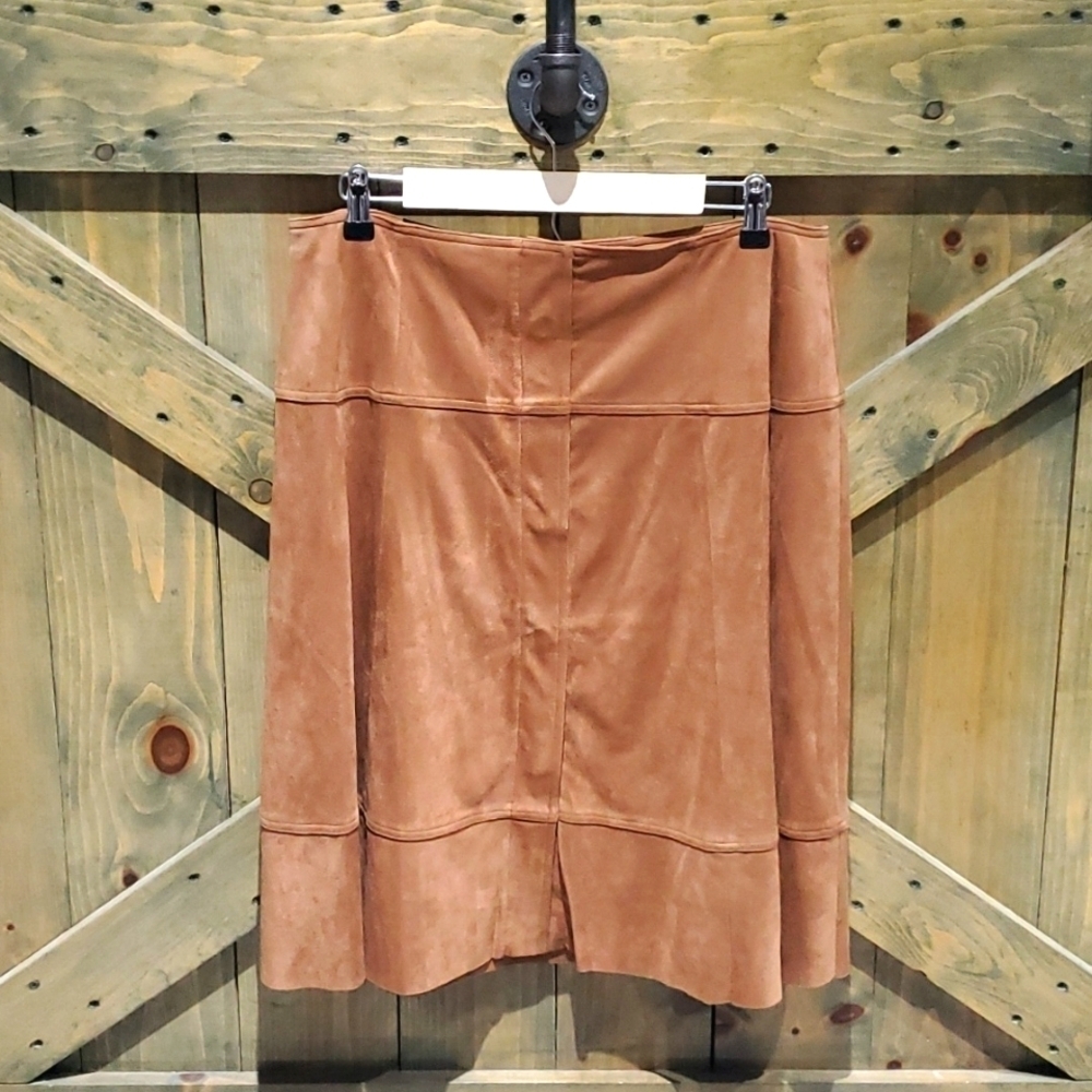 SOFT SURROUNDINGS SADDLE SIMPLY SOFT SKIRT CAMEL COLOR SNAP BUTTON LARGE